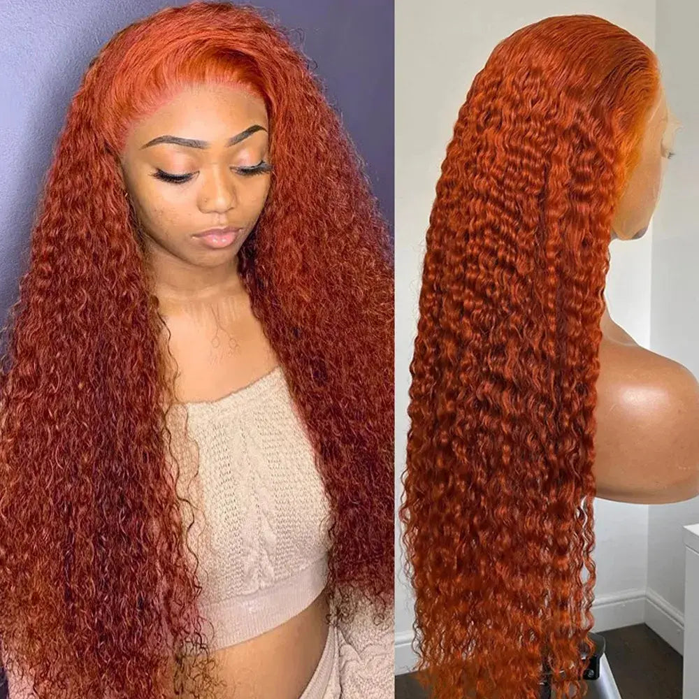 Melted Hair 180% Density Ginger Water Wave Wig Glueless 13x6 Frontal Wig