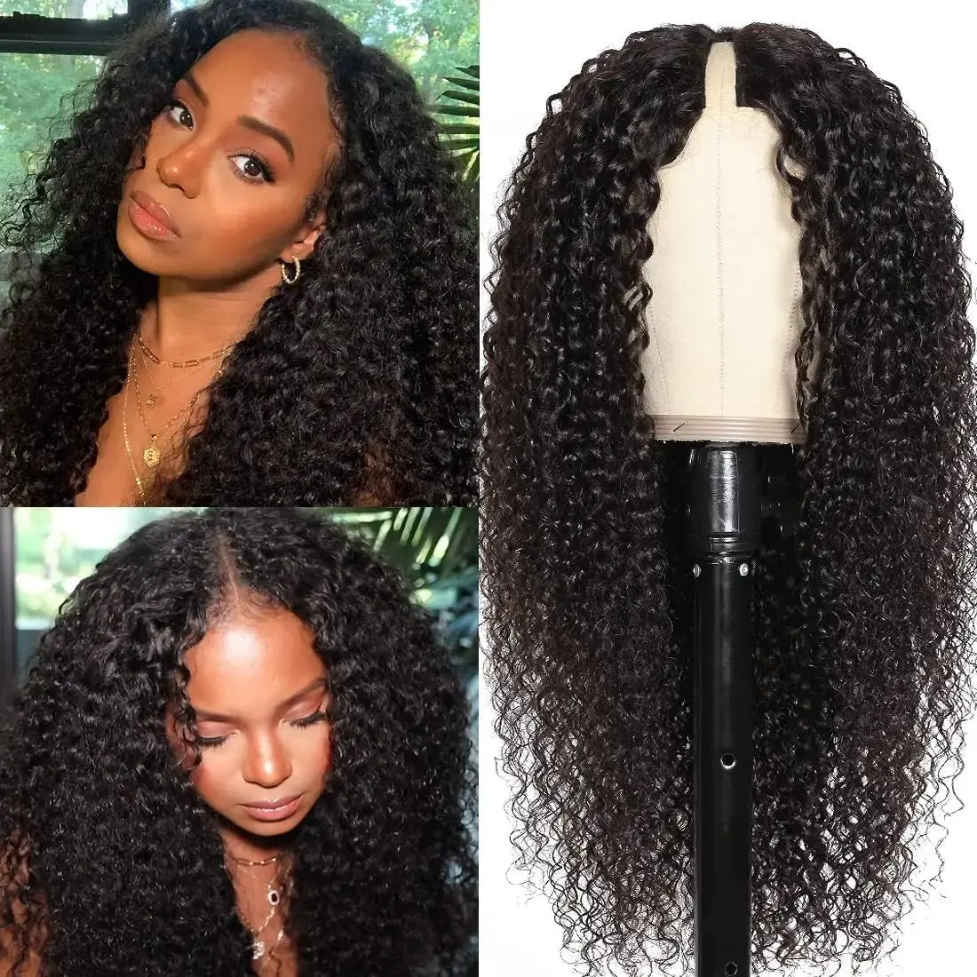 No Glue No Fuss | Deep Wave No-Lace Glueless V Part Wig