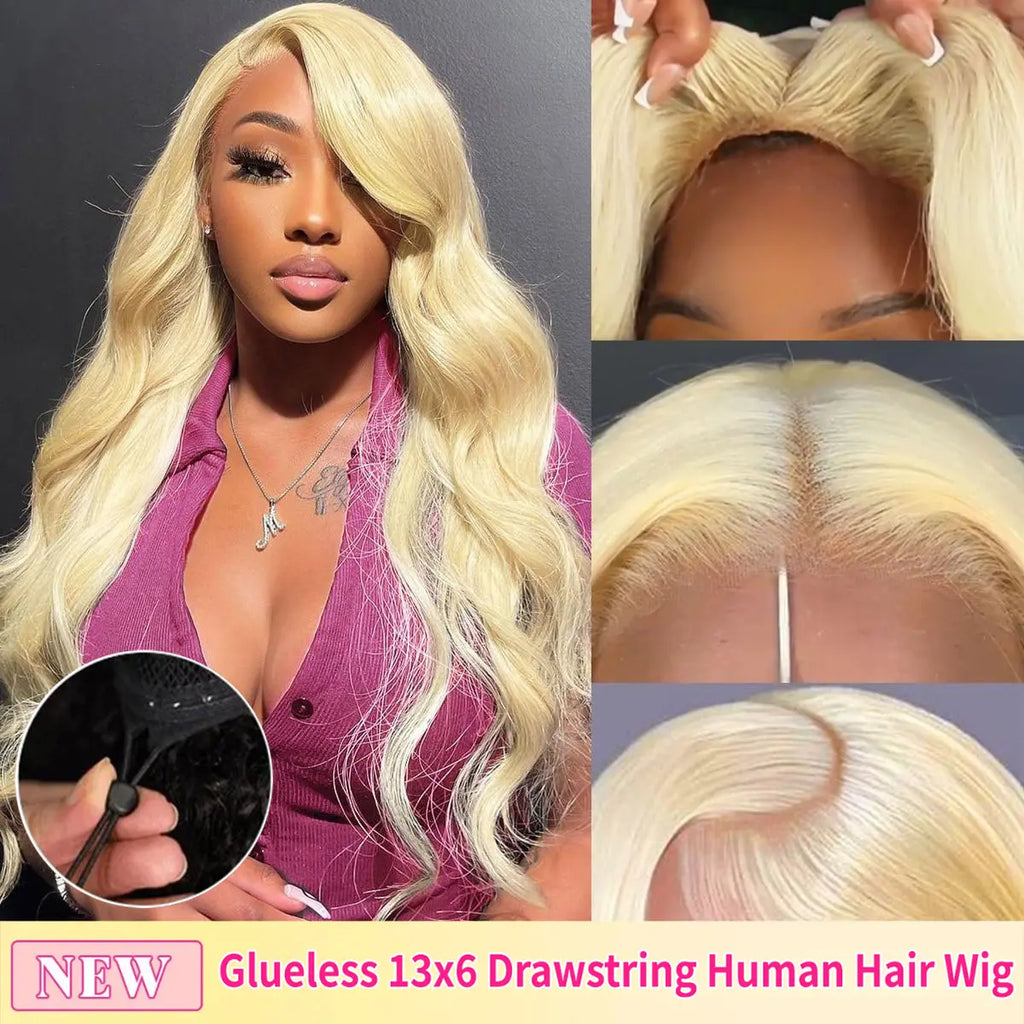 3 Second Install | 613 Blonde Body Wave No-Lace Glueless Half Wig