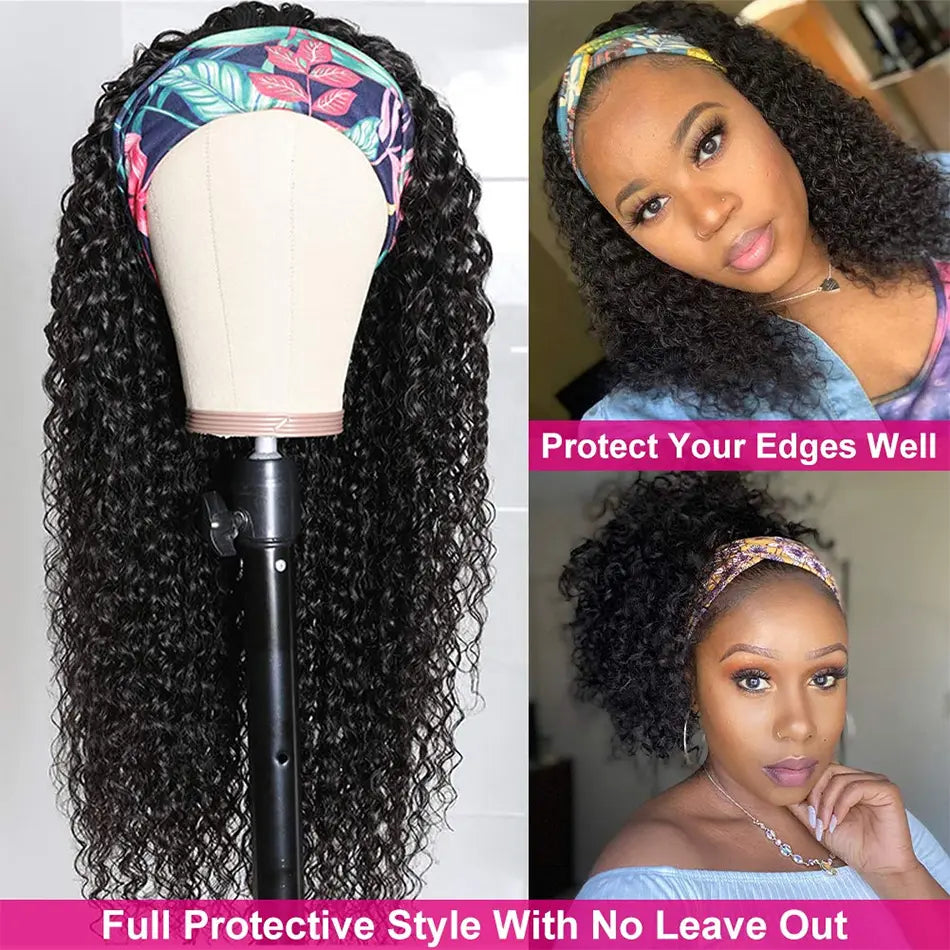 Snap & Go | Kinky Curly No-Lace Glueless Headband Wig