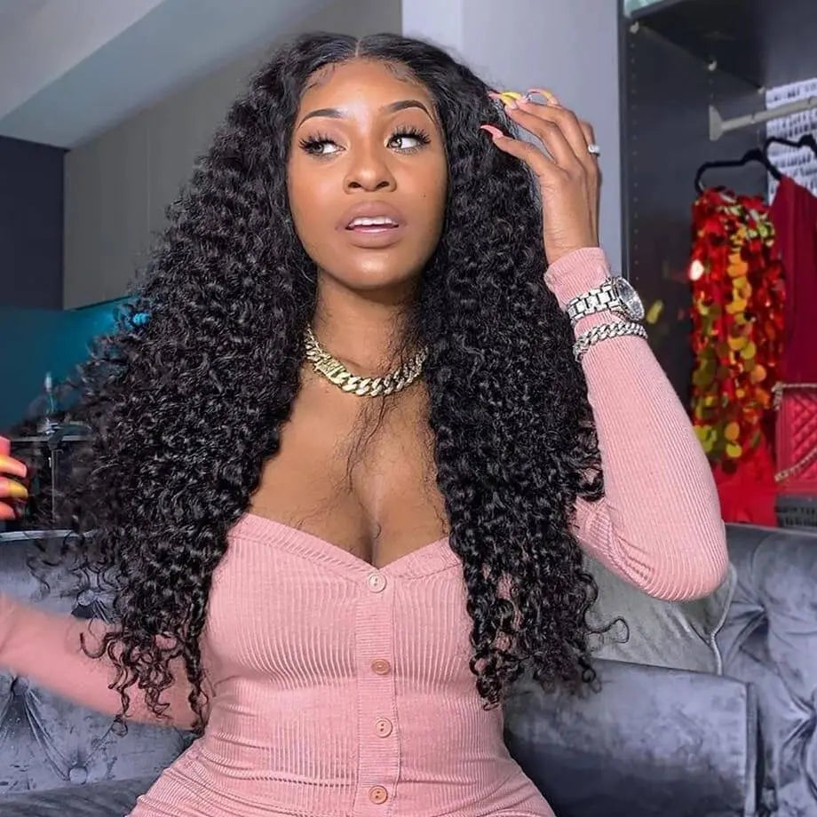 Melted Hair 180% Density Curly Wig Glueless 13x6 Frontal Wig