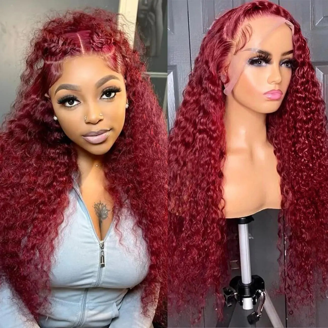 Ready To Wear | Burgundy Deep Wave Glueless HD Lace 13x6 Frontal Wig Pre-Cut