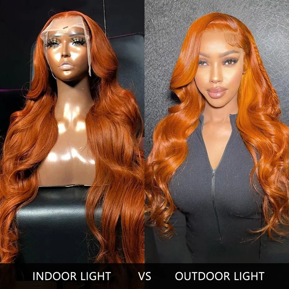 Melted Hair 180% Density Ginger Body Wave Wig Glueless 13x6 Frontal Wig