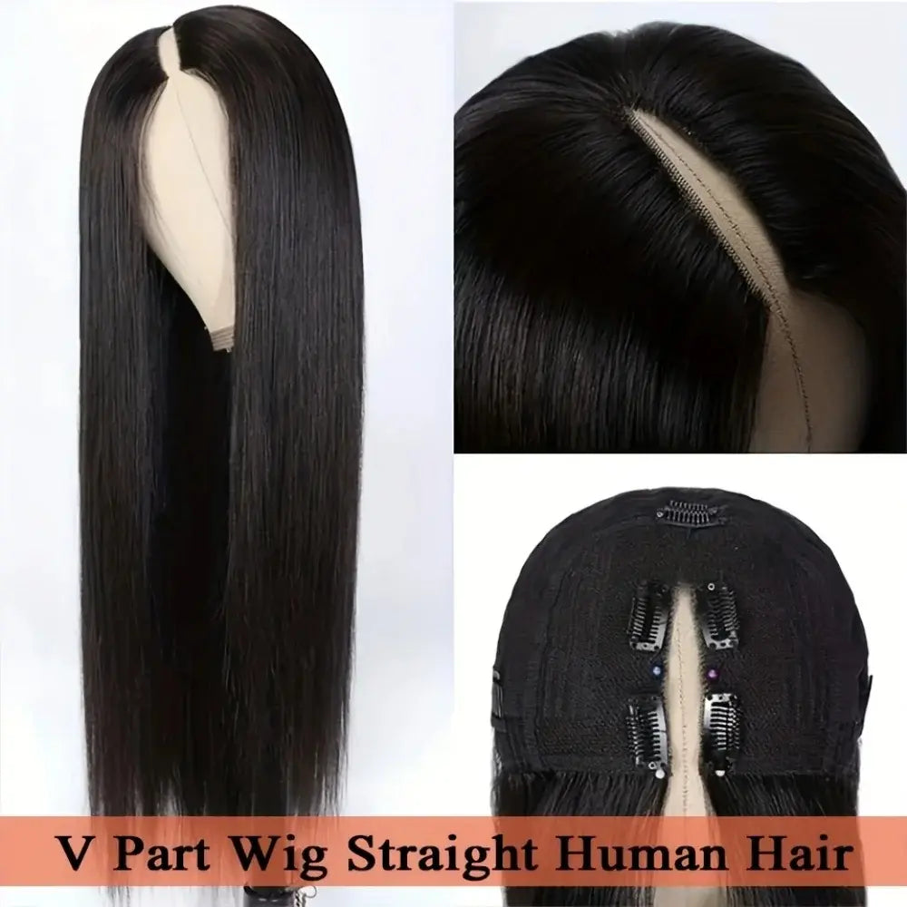 3 Second Install | Straight No-Lace Glueless V Part Wig