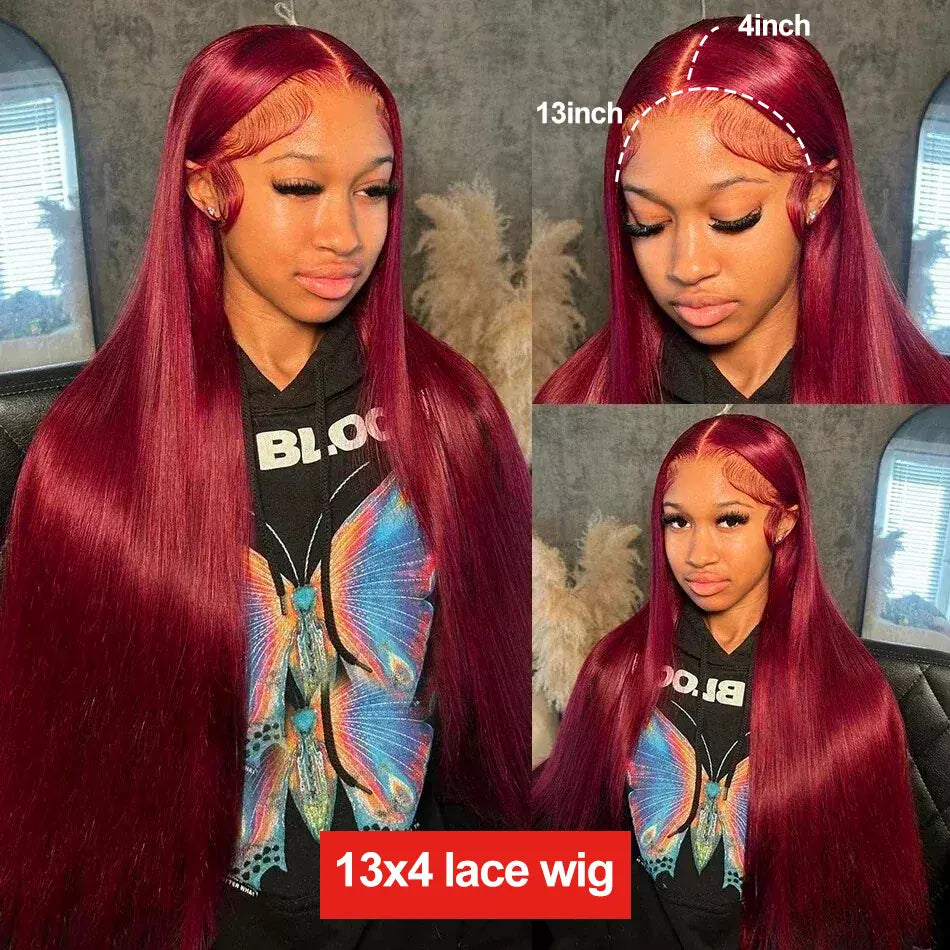 Slay All Day | Burgundy Straight Glueless HD Lace 13x4 Frontal Wig