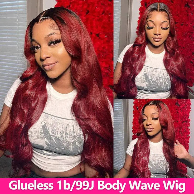 Throw On & Go | Burgundy Body Wave Glueless HD Lace 13x6 Frontal Wig