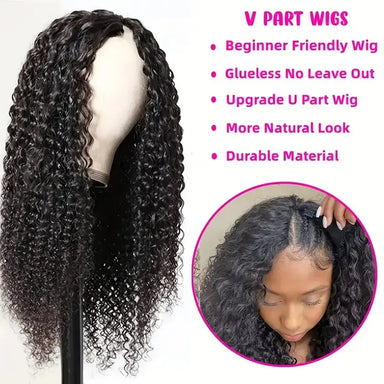 Melted Hair 180% Density Deep Wave Wig Glueless V-Part Wig