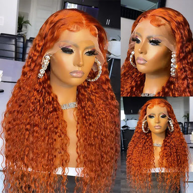 Melted Hair 180% Density Ginger Water Wave Wig Glueless 13x6 Frontal Wig