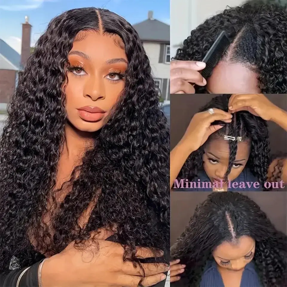 3 Second Install | Deep Wave No-Lace Glueless V Part Wig