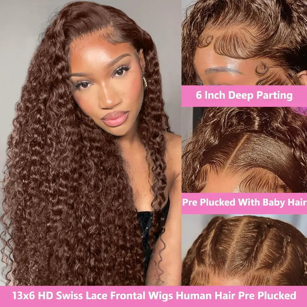 Slay All Day | Brown Deep Wave Glueless HD Lace 13x6 Frontal Wig Pre-Cut