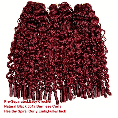 Burgundy Curly Crochet Braiding Hair Extensions — 100% Human Hair
