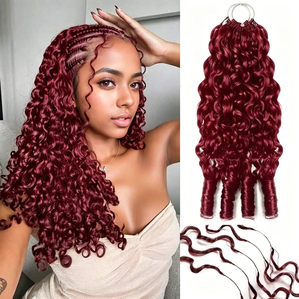 Burgundy Curly Crochet Braiding Hair Extensions — 100% Human Hair