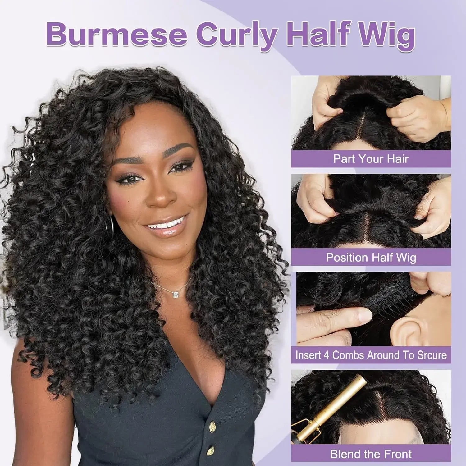 Snap & Go | Curly No-Lace Glueless Half Wig