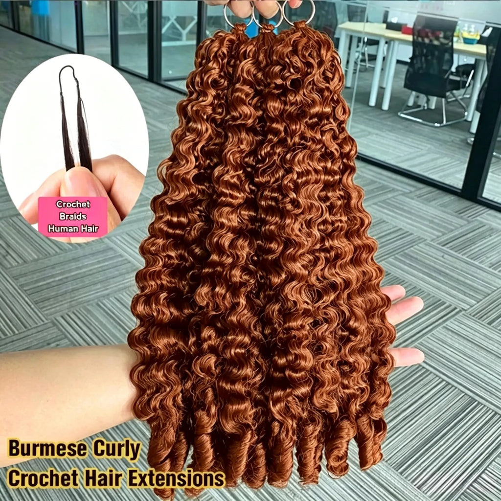 Ginger Kinky Curly Crochet Braiding Hair Extensions — 100% Human Hair
