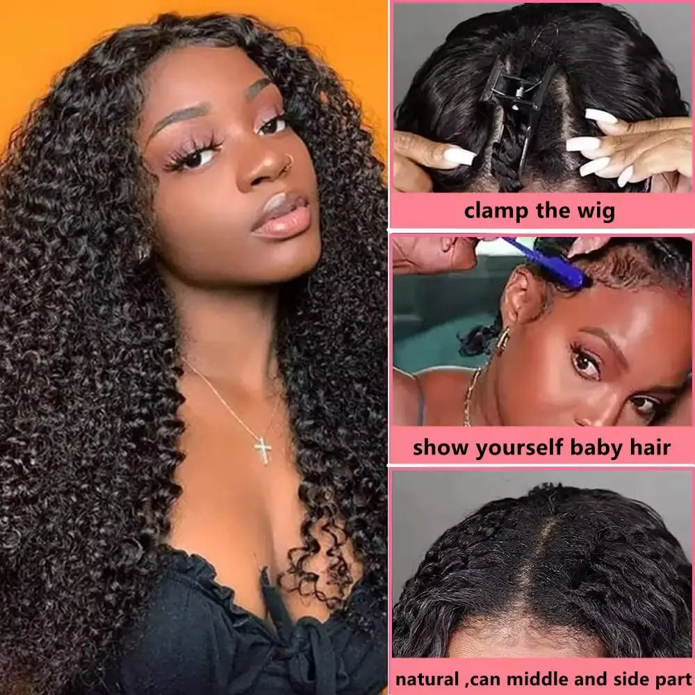 3 Second Install | Deep Wave No-Lace Glueless V Part Wig