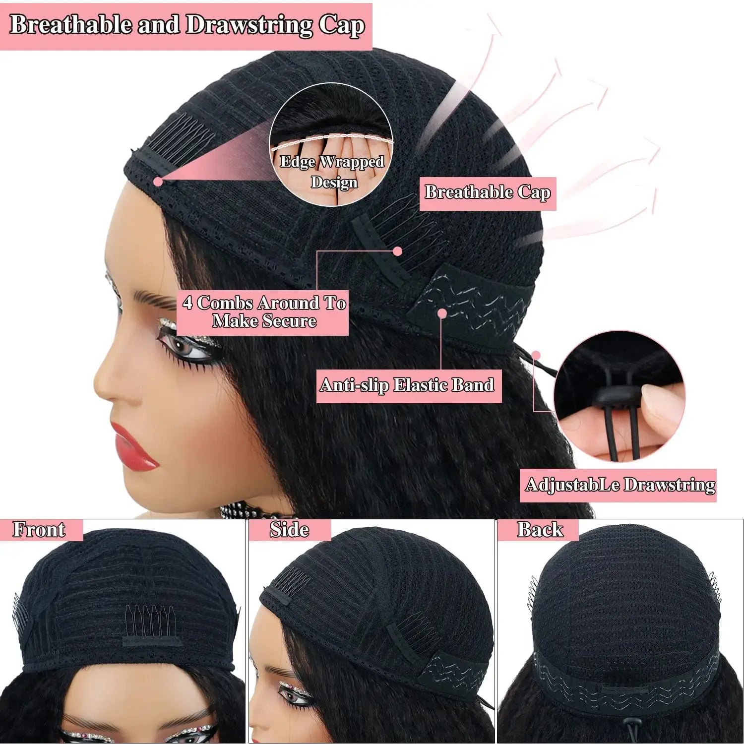 No Glue No Fuss | Kinky Curly No-Lace Glueless Half Wig