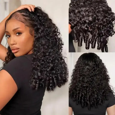 Melted Hair 180% Density Curly Wig Glueless V-Part Wig