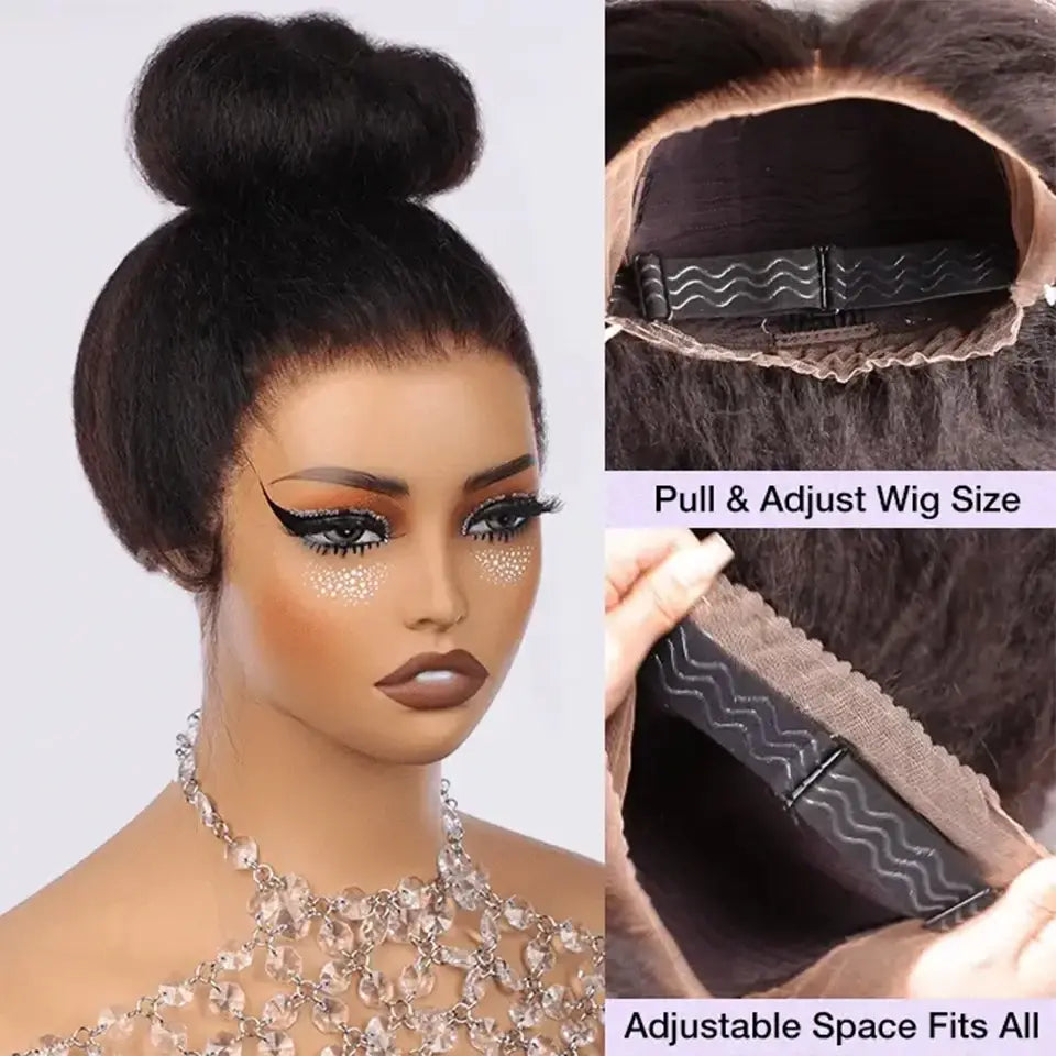 Melted Hair 180% Density Kinky Straight Wig Glueless 360 Lace Pre-Cut Lace Wig