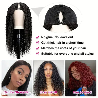 Quick Clip Wig | Deep Wave No-Lace Glueless V Part Wig