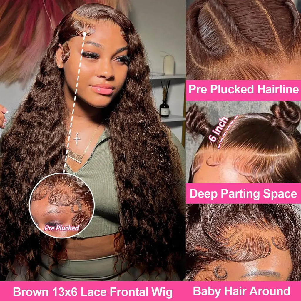Ready To Wear | Brown Deep Wave Glueless HD Lace 13x6 Frontal Wig