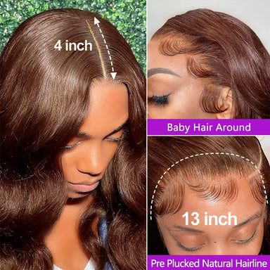 Wear & Go | Brown Body Wave Glueless HD Lace 13x6 Frontal Wig Pre-Cut