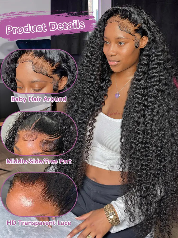 Melted Hair 180% Density Curly Wig Glueless 13x4 Frontal Wig