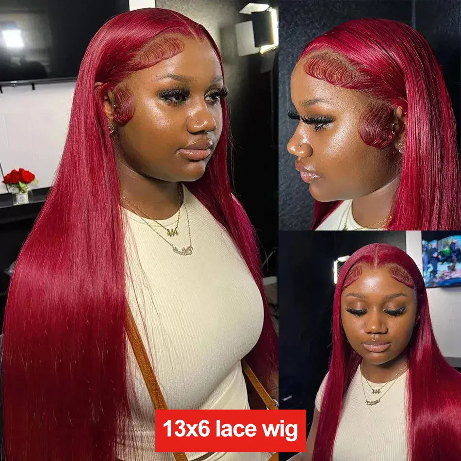 Fresh Install | Burgundy Straight Glueless HD Lace 13x6 Frontal Wig