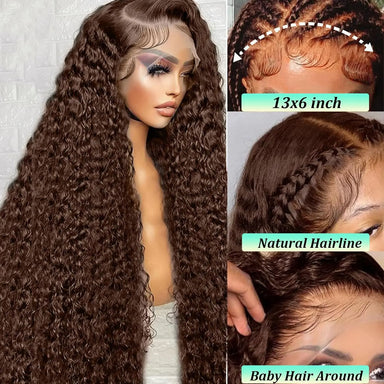 Melted Hair Chocolate Brown Deep Wave Wig Glueless 13x6 Frontal Wig — Transparent Lace