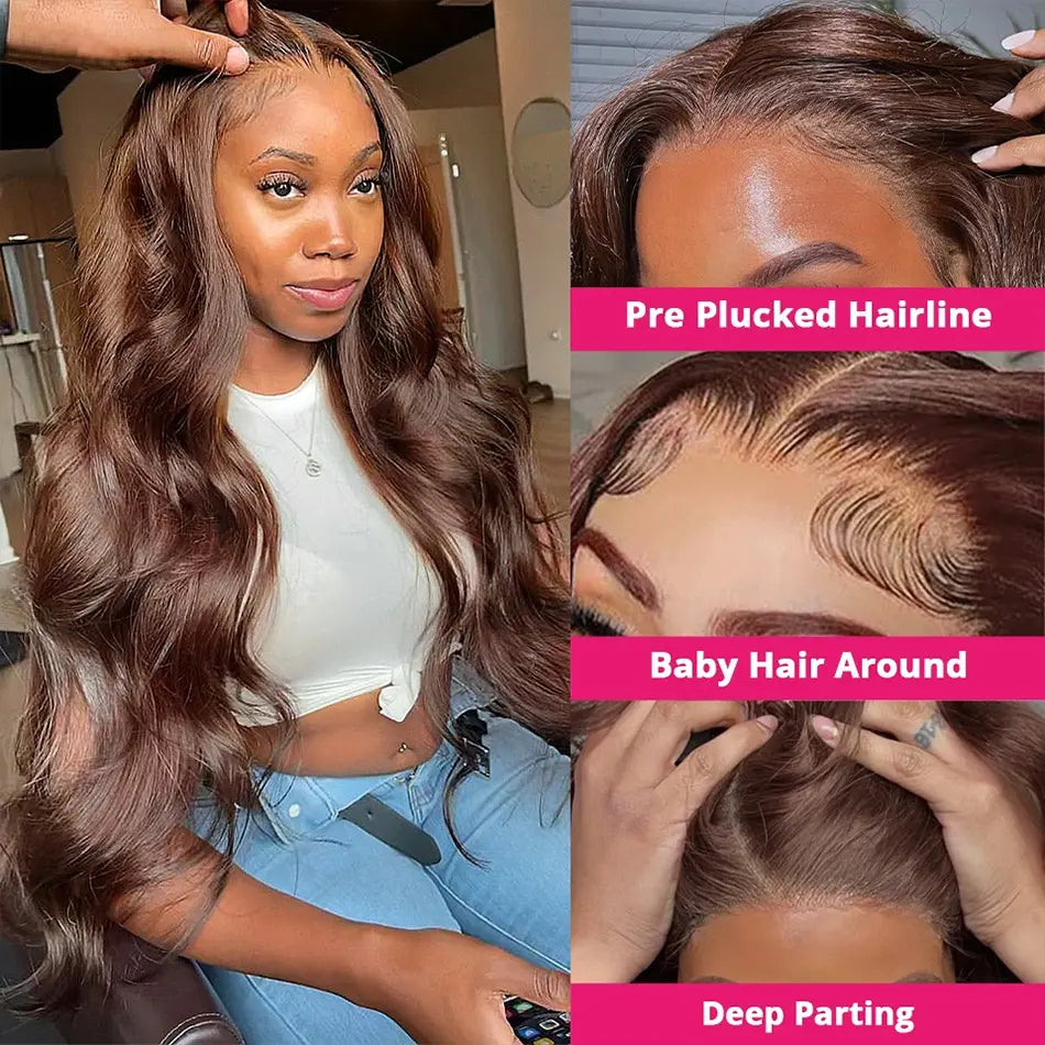 Fresh Install | Brown Body Wave Glueless HD Lace 13x6 Frontal Wig
