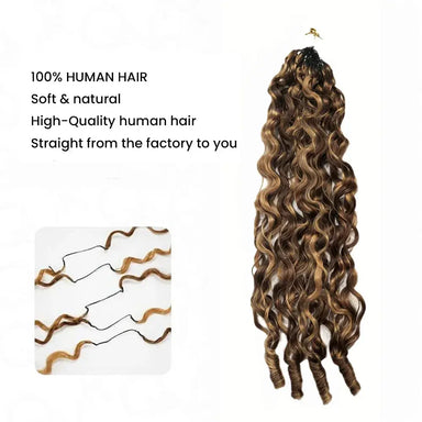 Melted Hair Burmese Curly Highlight Burmese Curly Crochet Human Hair Extensions 4/27 Color Pre-Separated Knotless mbre Highlight Feather Crochet Braids Hair
