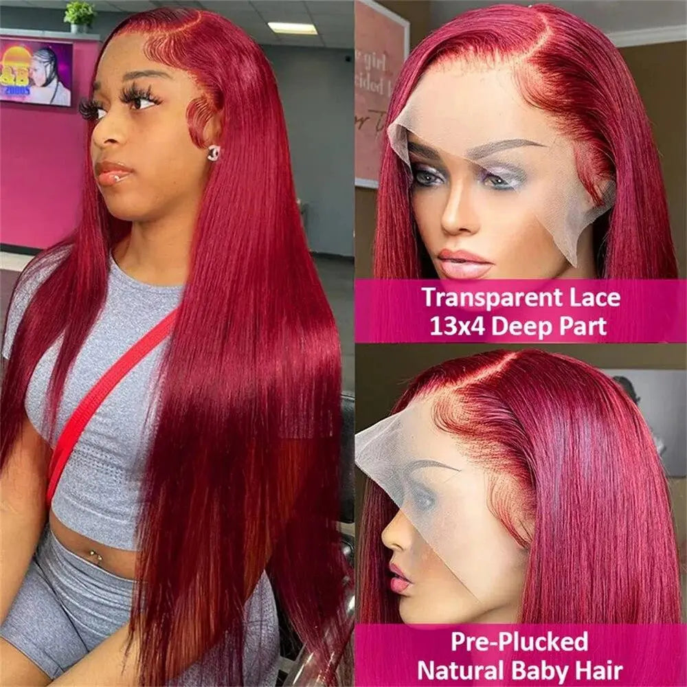 Slay All Day | Burgundy Straight Glueless HD Lace 13x4 Frontal Wig