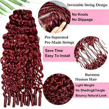 Burgundy Curly Crochet Braiding Hair Extensions — 100% Human Hair