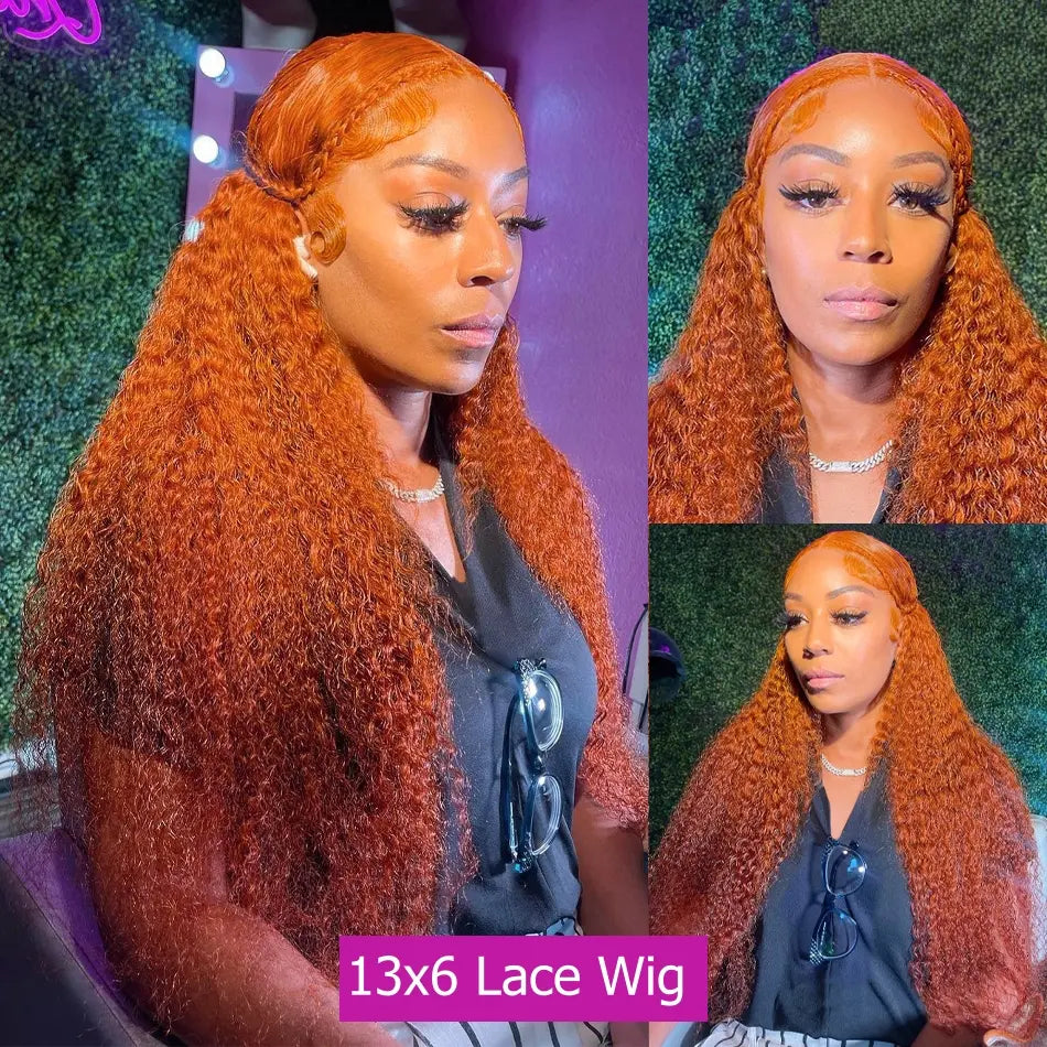 Melted Hair Ginger Water Wave Wig Glueless 13x6 Frontal Wig — Style 2