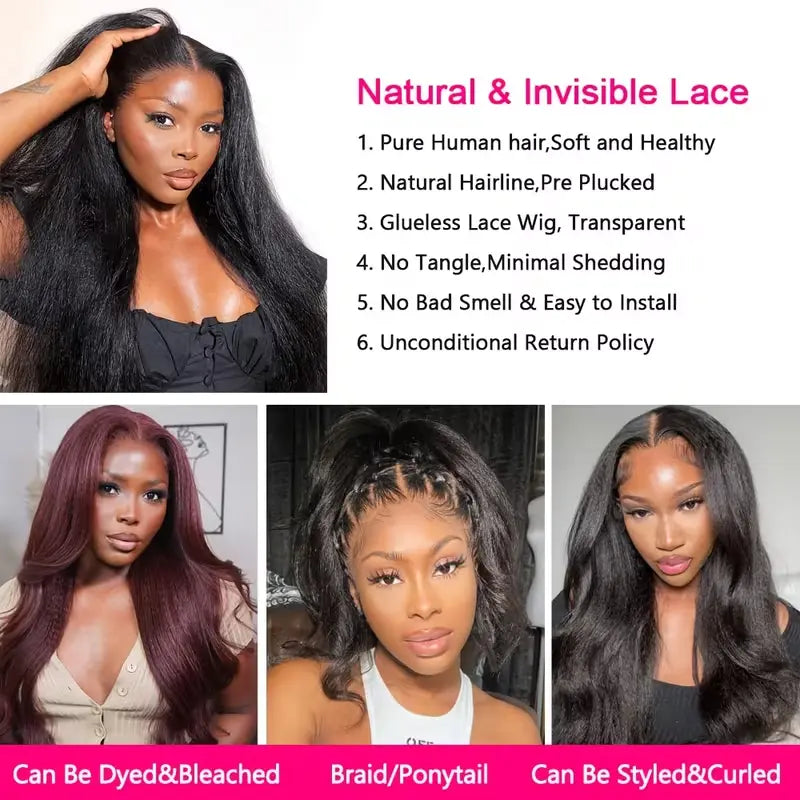 Melted Hair Kinky Straight Wig Glueless 360 Lace Wig