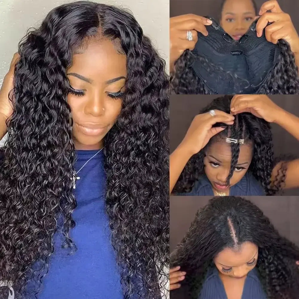 Melted Hair 180% Density Deep Wave Wig Glueless V-Part Wig
