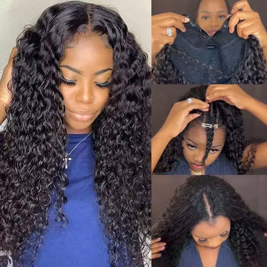 Melted Hair 180% Density Deep Wave Wig Glueless V-Part Wig