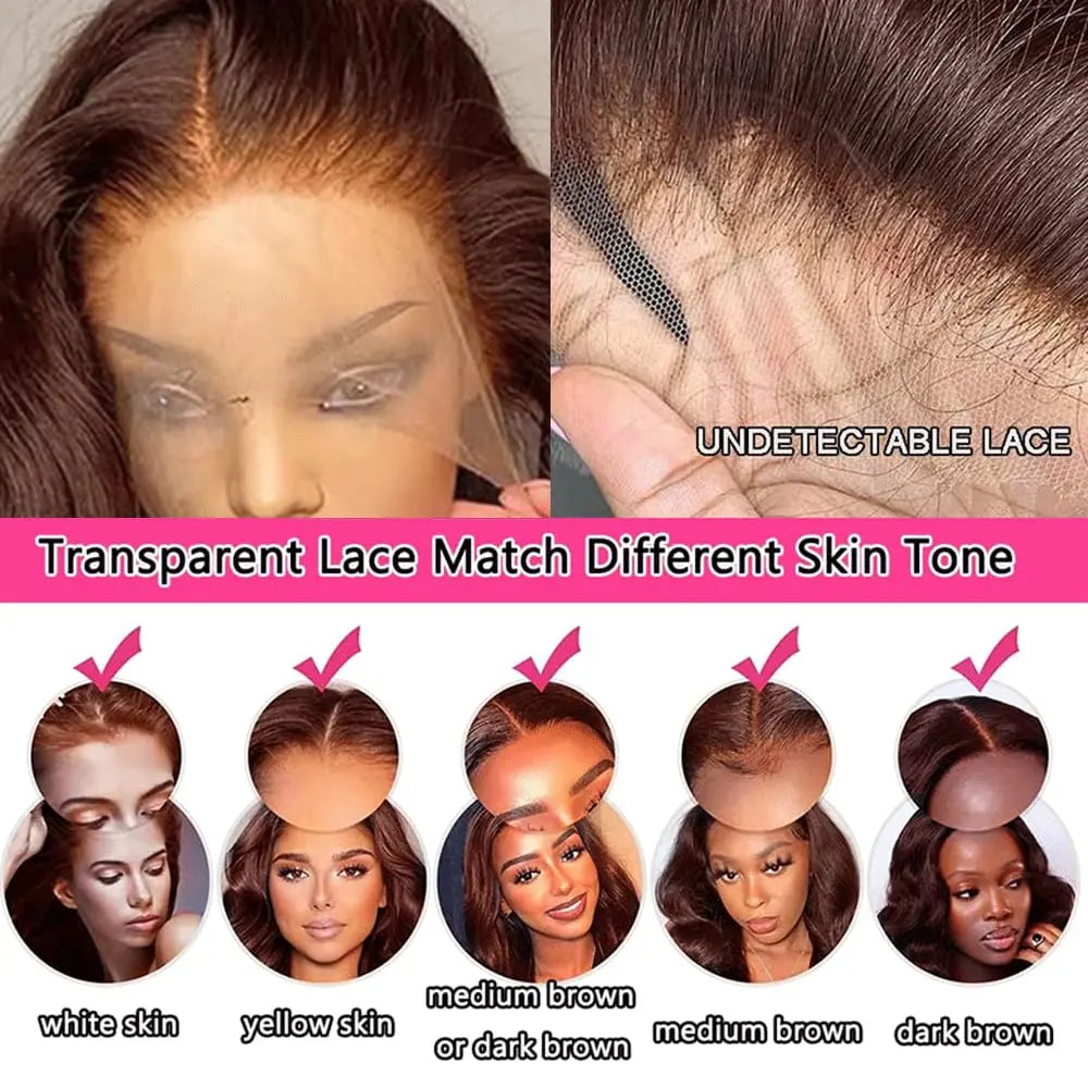 Melted Hair 180% Density Brown Bone Straight Wig Glueless 13x6 Frontal Wig