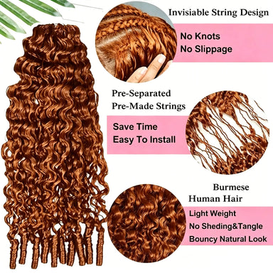 Ginger Kinky Curly Crochet Braiding Hair Extensions — 100% Human Hair