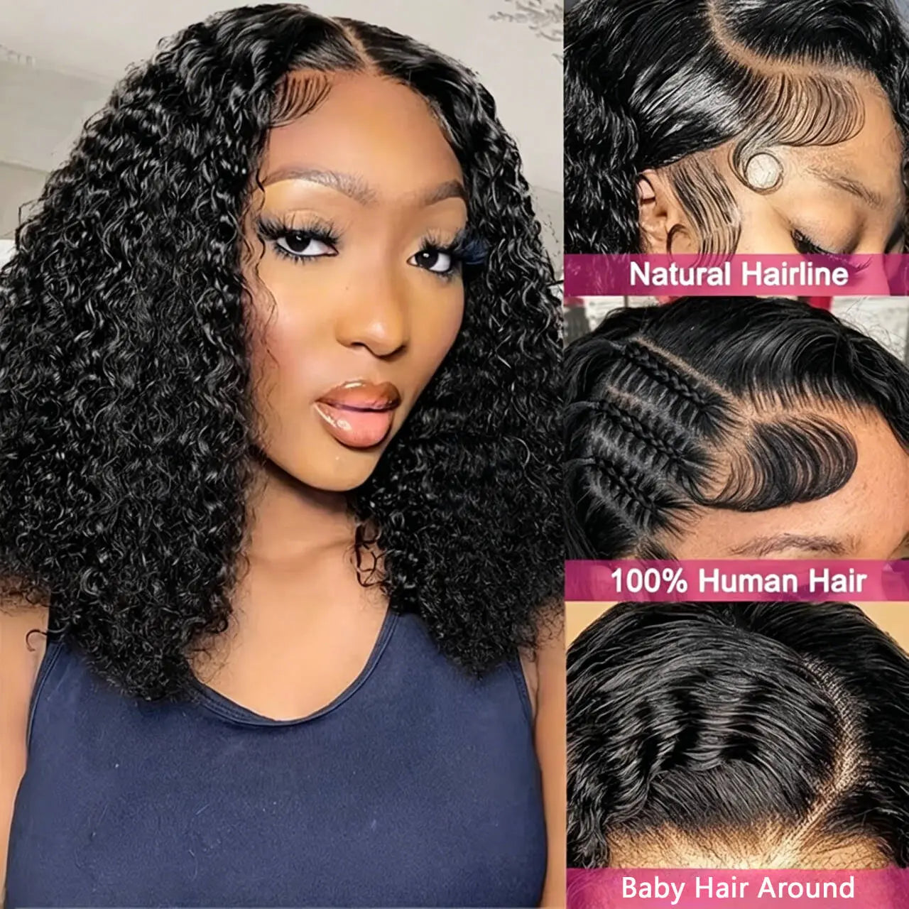 Melted Hair 180% Density Kinky Curly Wig Glueless 13x6 Frontal Wig — Style 7