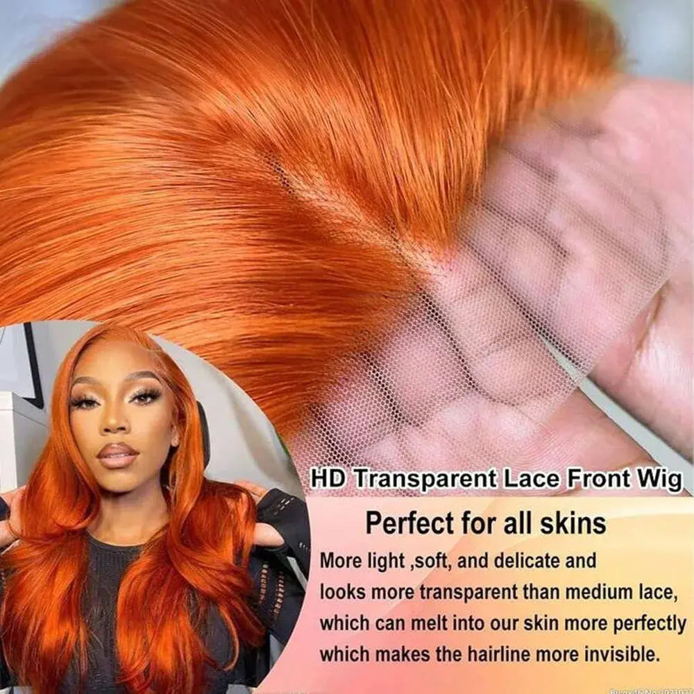 Melted Hair 180% Density Ginger Bone Straight Wig Glueless 13x6 Frontal Wig