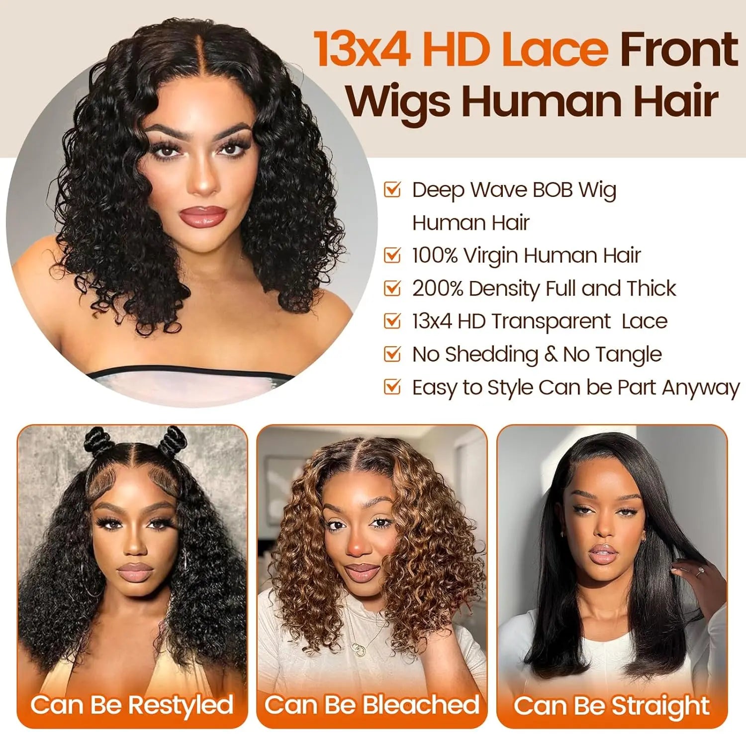 Melted Hair 180% Density Deep Wave Wig Glueless 13x6 Frontal Wig — Style 7