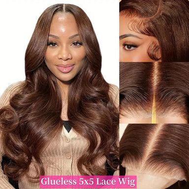 Melted Hair 180% Density Chocolate Brown Straight Wig Glueless 13x6 Frontal Wig