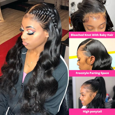 Melted Hair 180% Density Body Wave Wig Glueless 13x6 Frontal Wig — Transparent Lace