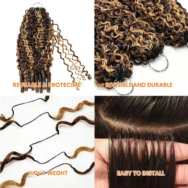 Melted Hair Burmese Curly 4/27 Highlight Color Boho Braid Feather Crochet Hair Extension Brazilian Burmese Sprial Curly Miracle Knots 100% Human Hair Crochet Hair