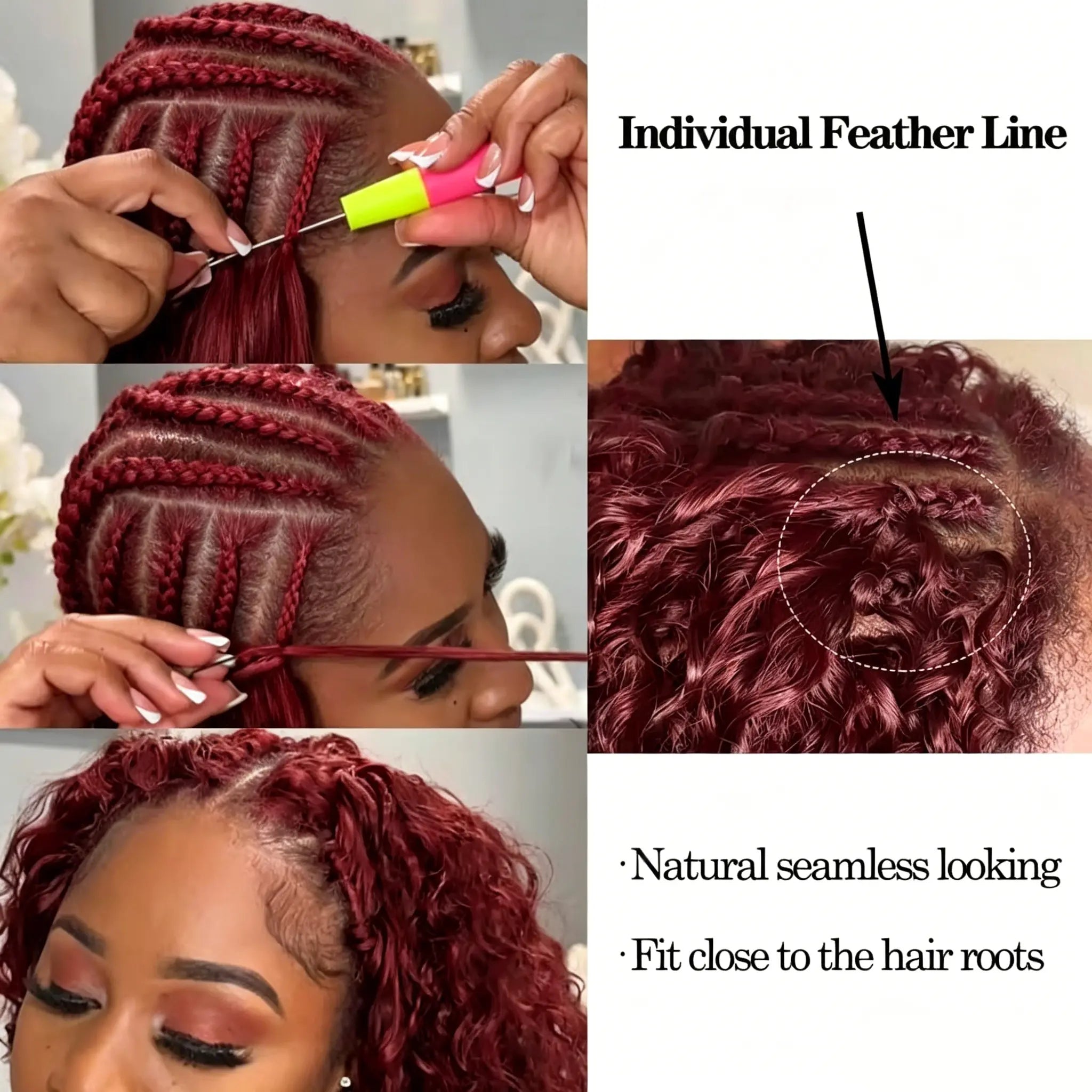 Burgundy Curly Crochet Braiding Hair Extensions — 100% Human Hair