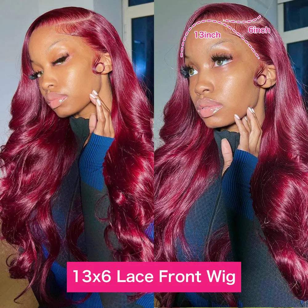 Wear & Go | Burgundy Body Wave Glueless HD Lace 13x6 Frontal Wig