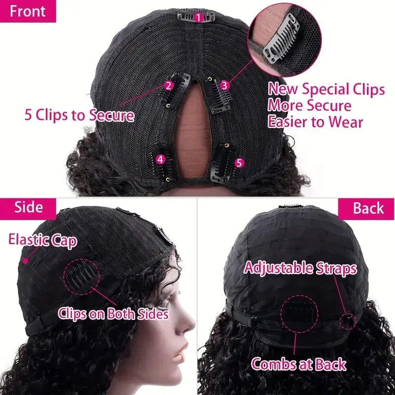 Quick Clip Wig | Deep Wave No-Lace Glueless V Part Wig