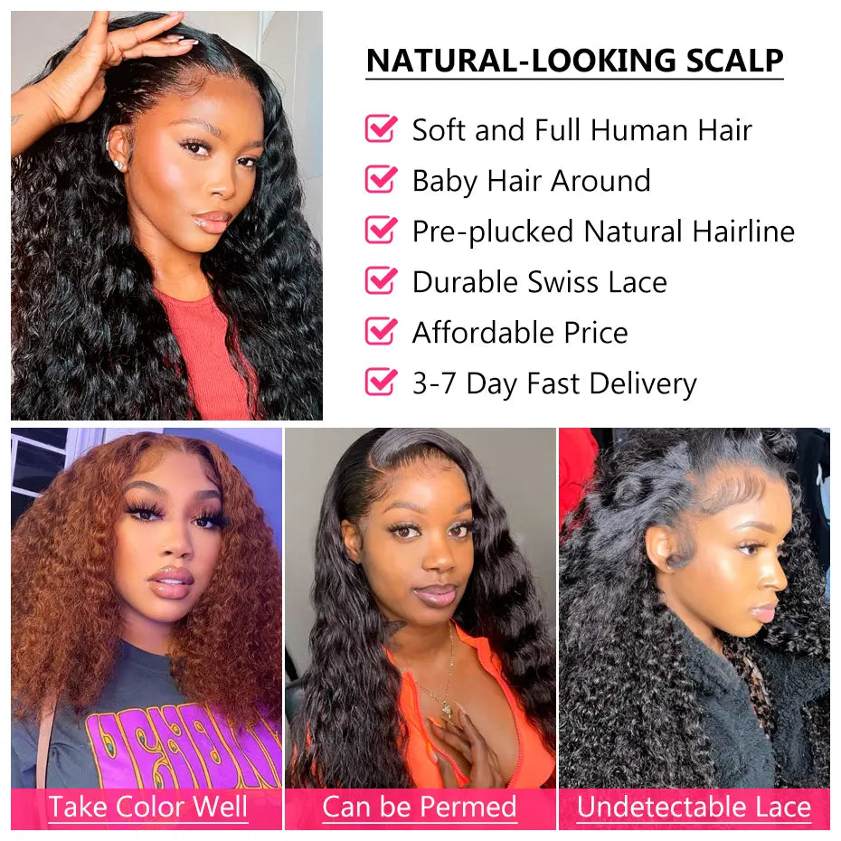 Melted Hair 180% Density Kinky Curly Wig Glueless 13x6 Frontal Wig — Style 4