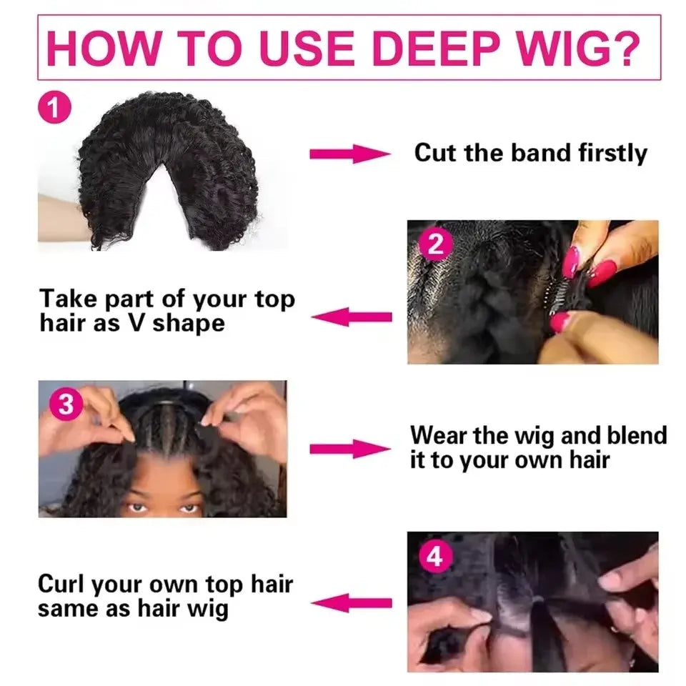 Instant Glam | Deep Wave No-Lace Glueless V Part Wig