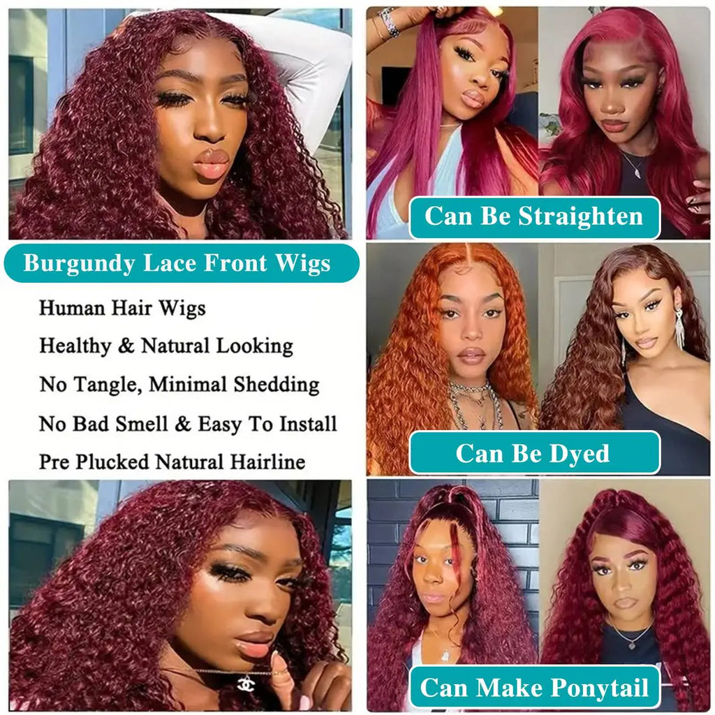 Wear & Go | Burgundy Deep Wave Glueless HD Lace 13x6 Frontal Wig